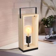 Tischleuchte Famborough mit hellem Holzrahmen