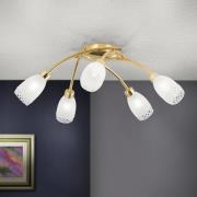 Deckenlampe CARLA, messingfarben, Ø 60 cm Metall/Glas 5-flg.