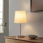 Lindby Leza Tischleuchte chrom, rund, Schirm weiß