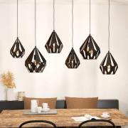 Hängeleuchte Carlton 1, 6-flammig, schwarz/kupfer