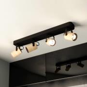 Deckenspot Cayuca, schwarz/holzdekor, vierflammig