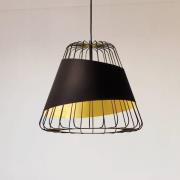 Pendellampe Austell, Ø 43 cm, schwarz/gold, Metall, Stoff
