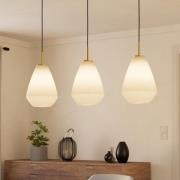 Hängelampe Caprarola, Länge 90 cm, sandfarben, 3-flg., Glas