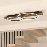 LED-Deckenlampe Boyal, braun, Länge 78 cm, Holz, 2-flg.