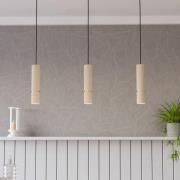 Hängeleuchte Caminia, sandfarben, Länge 77 cm, Stahl, 3-flg.
