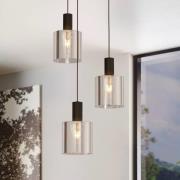 Hängelampe Gorosiba, schwarz, Ø 41 cm, Stahl/Glas, 3-flg.