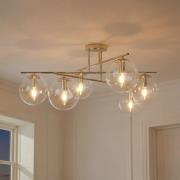 Deckenleuchte Zoe, goldfarben, Länge 72 cm, 6-flammig, Glas