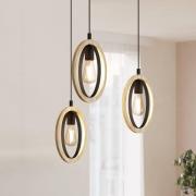 Hängelampe Basildon, Holzdetails 3-flammig Rondell