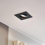 Prios Einbauleuchte Fibur, schwarz, 9 cm, GU10, 10er