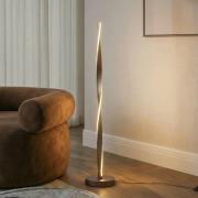 Lindby LED-Stehleuchte Jaren, schwarz/braun, 114 cm, CCT