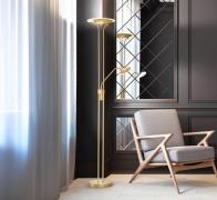 LED-Stehlampe Tallri messing Höhe 180 cm 2-flg. CCT Touchdim