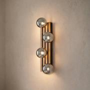 Lindby Wandleuchte Woodora, Holz, Glas, rauchgrau, 4-flammig