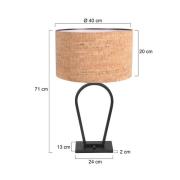 Tischlampe Stang, schwarz/braun, Höhe 71 cm, Kork