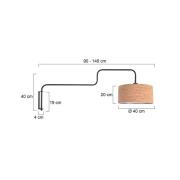 Wandlampe Bloeba, schwarz/braun, Ausladung 140 cm, Kork