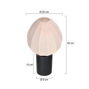 Tischlampe Bloeba, weiß/schwarz, Ø 25 cm, Leinen/Metall
