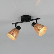 Deckenlampe Natrel, schwarz/braun, Länge 41 cm 2-flg. Metall