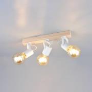 Deckenleuchte Lynar, weiß, Holz, Metall, Länge 42 cm 3-flg.