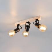 Deckenlampe Lynar, schwarz, Holz, Metall, Länge 42 cm 3-flg.