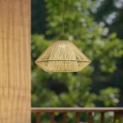 Lindby LED-Solarhängelampe Austas, beige, Ø 50 cm, USB, IP54