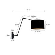 Wandlampe Prestige Chic schwarz/schwarz-gold Ausladung 90 cm