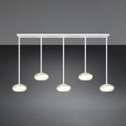 LED-Hängelampe Tarsia, weiß matt, Länge 161 cm, Glas, 5-flg.