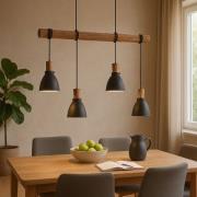 Lindby Hängeleuchte Trebale, E14, Ø 15 cm, 4-flammig, Holz