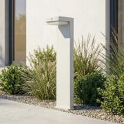 Lindby LED-Solar-Sockelleuchte Eleazar, weiß, Alu, Sensor