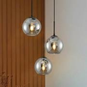 Lindby Hängelampe Jurian, 32 cm, 3-flg., schwarz/rauch, Glas