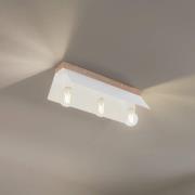 Deckenlampe Esme, weiß, Länge 40 cm, Metall/Holz, 3-flammig