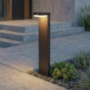 Lindby LED-Solar-Sockelleuchte Eleazar, schwarz, Alu, Sensor
