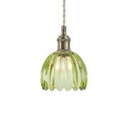 Hängeleuchte Gota, altmessing/grün, Glas, Ø 13 cm, Stecker