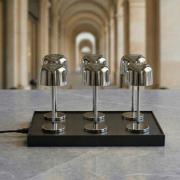 LED-Akku-Tischlampe Quill, chrom, 6er, Ladestation