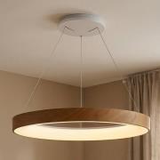 LED-Hängeleuchte Niseko II, Fernbedienung, Ø 50cm holzfarben