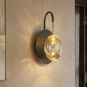 Wandlampe Golden Egg, schwarz/amber, Höhe 28 cm, Metall/Glas