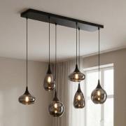Hängeleuchte Lumina, 6-flammig, schwarz/chrom, Glas