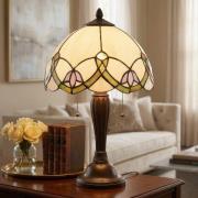 Tischlampe 5918 mit weiß-buntem Tiffany-Design