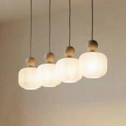 Pendelleuchte Ballo, 4-flammig, beige, Glas, Länge 80 cm