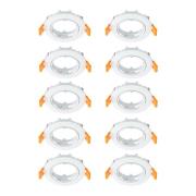 Prios Deckeneinbauleuchte Fibur, weiß, Zink, Ø 8,2 cm, 10er