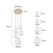 Hängeleuchte Bollique, creme/opalweiß, Glas, 5-flammig