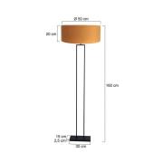 Stehlampe Stang, schwarz/Velours gold, Höhe 160 cm, E27
