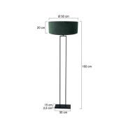 Stehlampe Stang, schwarz/Velours grün, Höhe 160 cm, E27