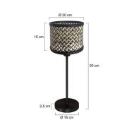 Tischlampe Noor schwarz/Geflecht schwarz-natur, H. 50 cm E27