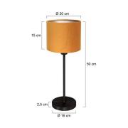 Tischleuchte Noor schwarz/Velours gold, Höhe 50 cm E27