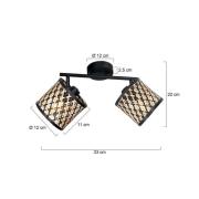Deckenlampe Sumba, 2-fl., schwarz, Bambus natur/schwarz, E14
