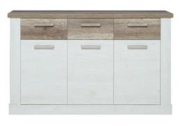 Kommode 3-trg 3 Schubladen Duro von Forte Pinia Weiss / Eiche Antik