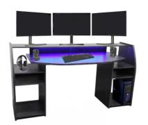 Gaming Tisch inkl. LED RGB Beleuchtung, setup Gamer Ablagen, ULTRA wid...