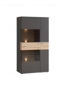 Highboardvitrine L inkl Beleuchtung Como von Forte Wolfram Grau / Plan...