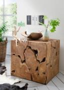 Hocker Würfel ROOT Teak Holz Natur Hellbraun