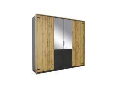 Kleiderschrank Industrial mit Spiegel 275 cm breit NEVADA Eiche Artisa...