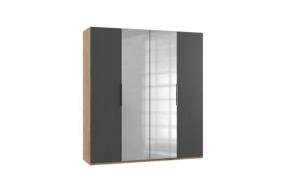 Kleiderschrank 2m breit mit Spiegel LEVEL36 A Grau